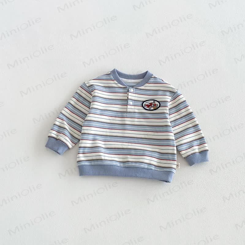 Toddler Patch Striped Sweatshirt - Blue - 6-7T - image 11