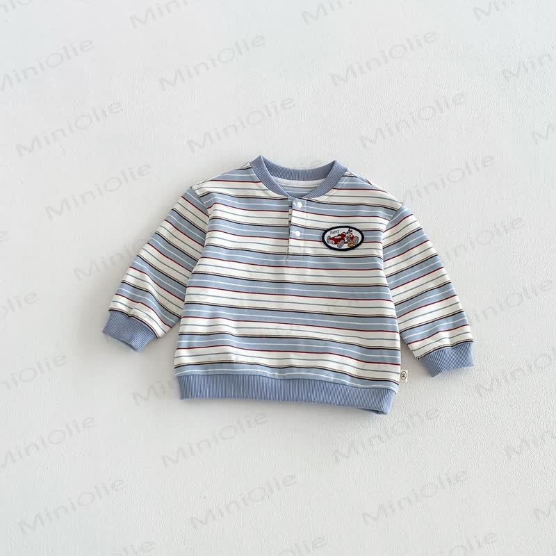 Toddler Patch Striped Sweatshirt - Blue - 6-7T - image 11