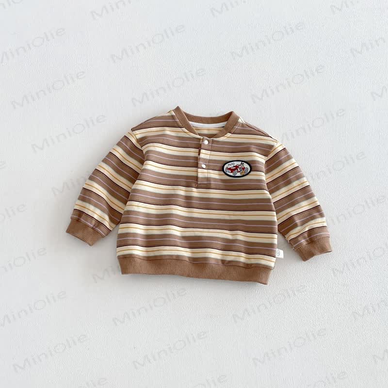 Toddler Patch Striped Sweatshirt - Brown - 6-7T - image 18