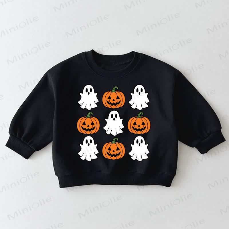 Baby Toddler Pumpkin Ghost Black Sweatshirt - Black - 3-5T - image 1