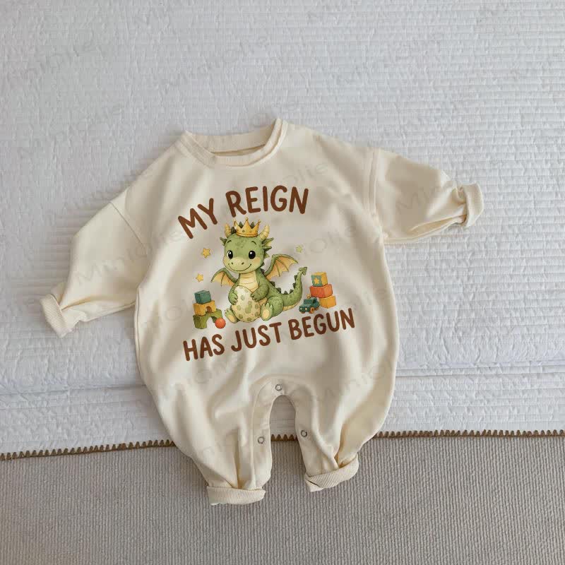 MY REIGN HAS JUST BEGUN Baby Dino Beige Romper - Beige - 2-3T - image 1