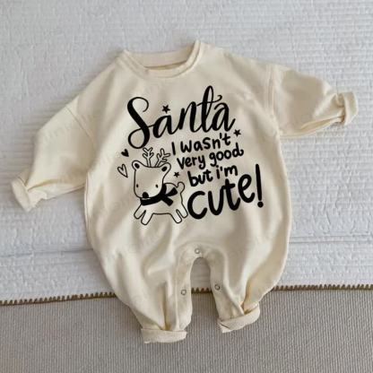 SANTA I WASN'T VERY GOOD BUT I'M CUTE! Baby Beige Romper - Beige - 2-3T - image 1