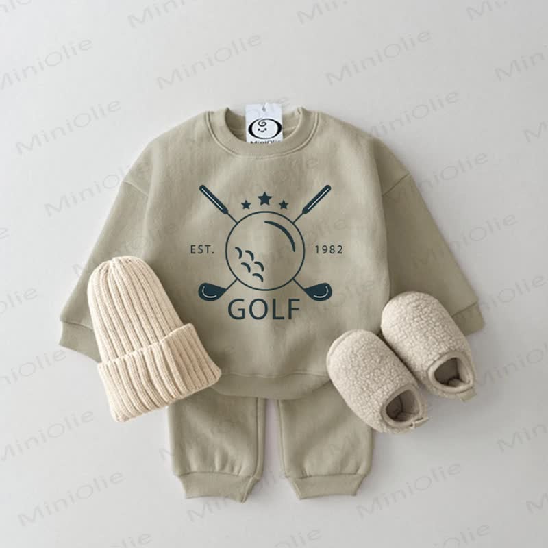 EST.1982 GOLF Baby Grey Green Sweatshirt 2-piece Set - Grey Green - 2-3T - image 1