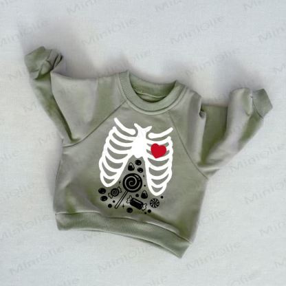 Baby Toddler Skeleton Print Grey Green Sweatshirt - Grey Green - 3-5T - image 1