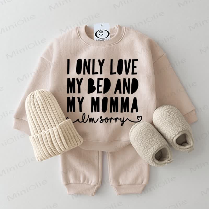 I ONLY LOVE MY BED AND MY MOMMA AND I'M SORRY Baby 2-piece Beige Set - Beige - 2-3T - image 1