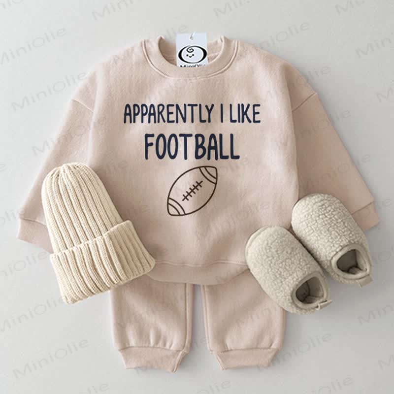 APPARENTLY I LIKE FOOTBALL Baby 2-piece Beige Set - Beige - 2-3T - image 1