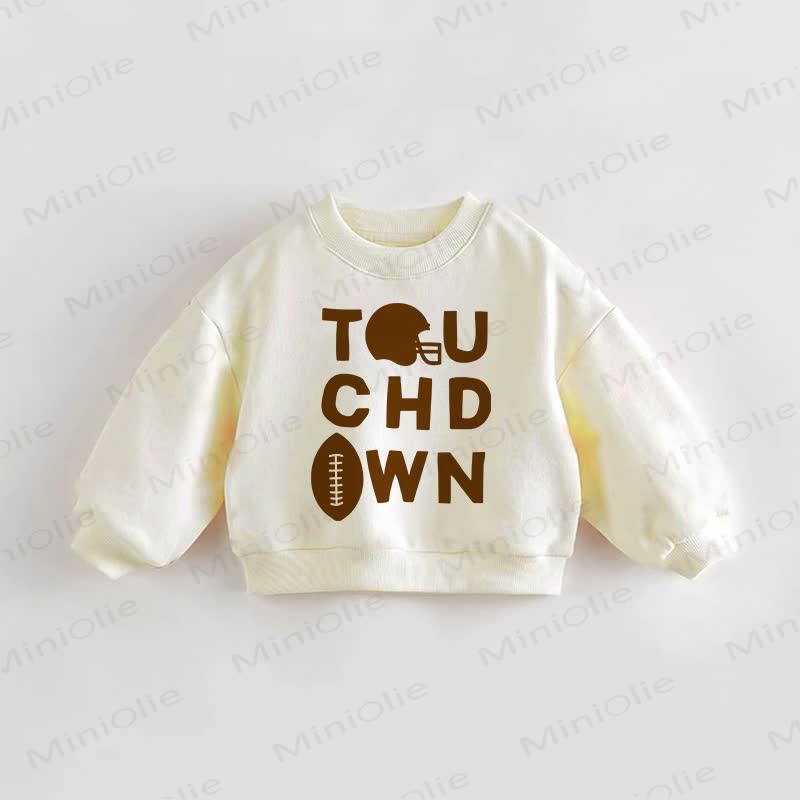 TOUCHDOWN Baby Toddler Football Cream Sweatshirt - Cream - 3-5T - image 1