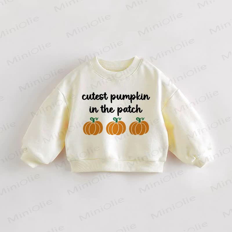 CUTEST PUMPKIN IN THE PATCH Baby Toddler Pumpkin Cream Sweatshirt - Cream - 3-5T - image 1