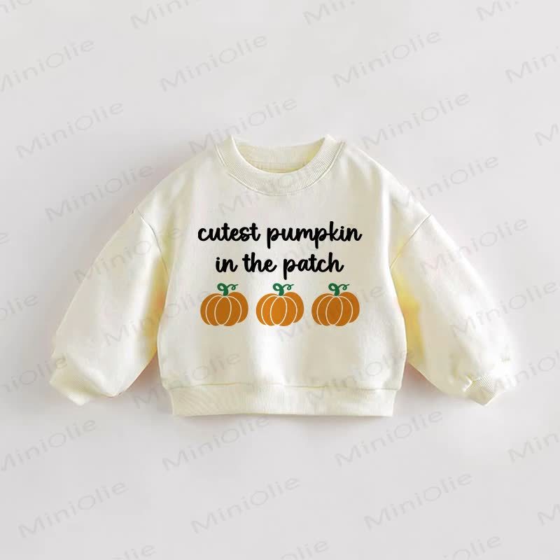 CUTEST PUMPKIN IN THE PATCH Baby Toddler Pumpkin Cream Sweatshirt - Cream - 3-5T - image 1