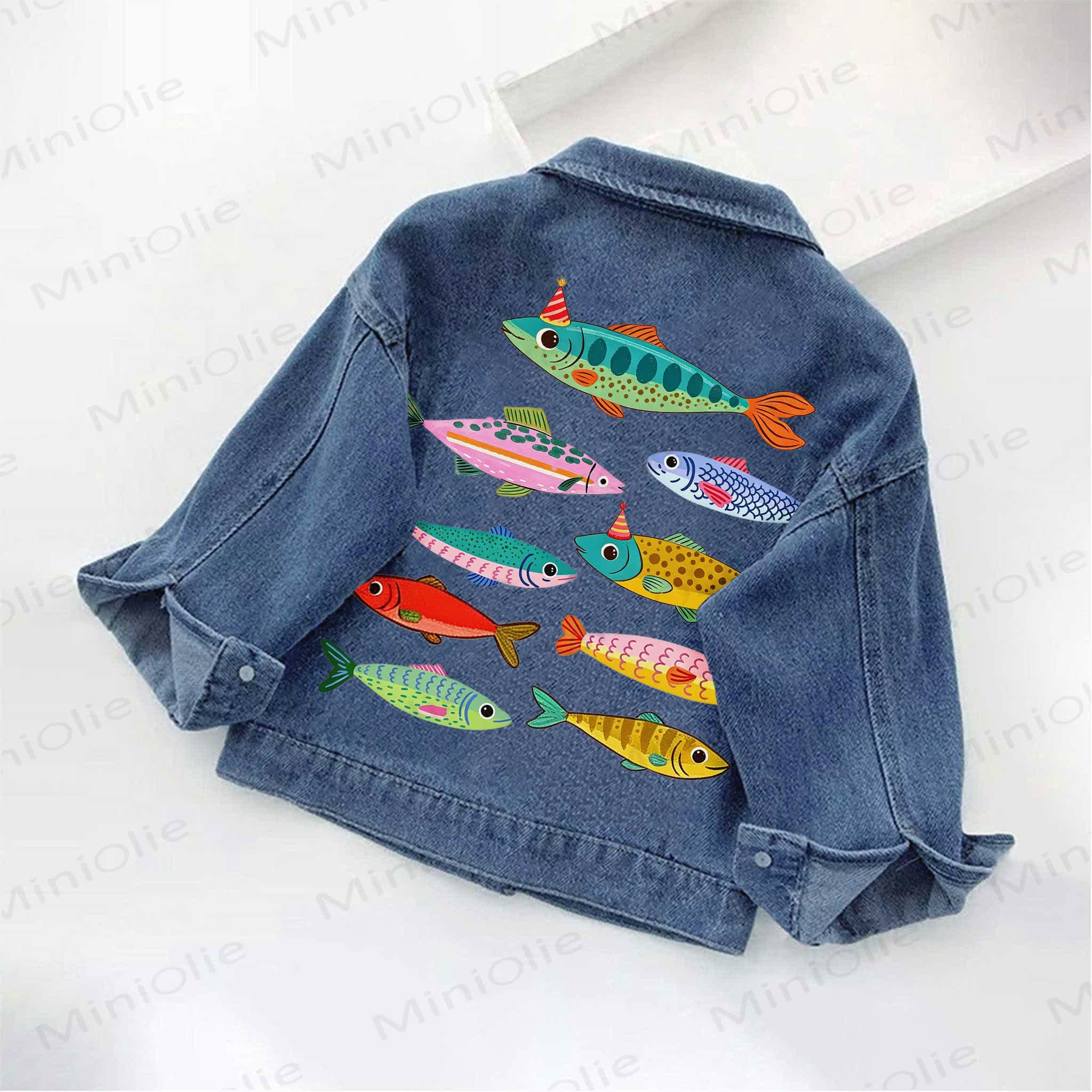 Toddler Kid Colorful Fish Print Denim Jacket - image 2