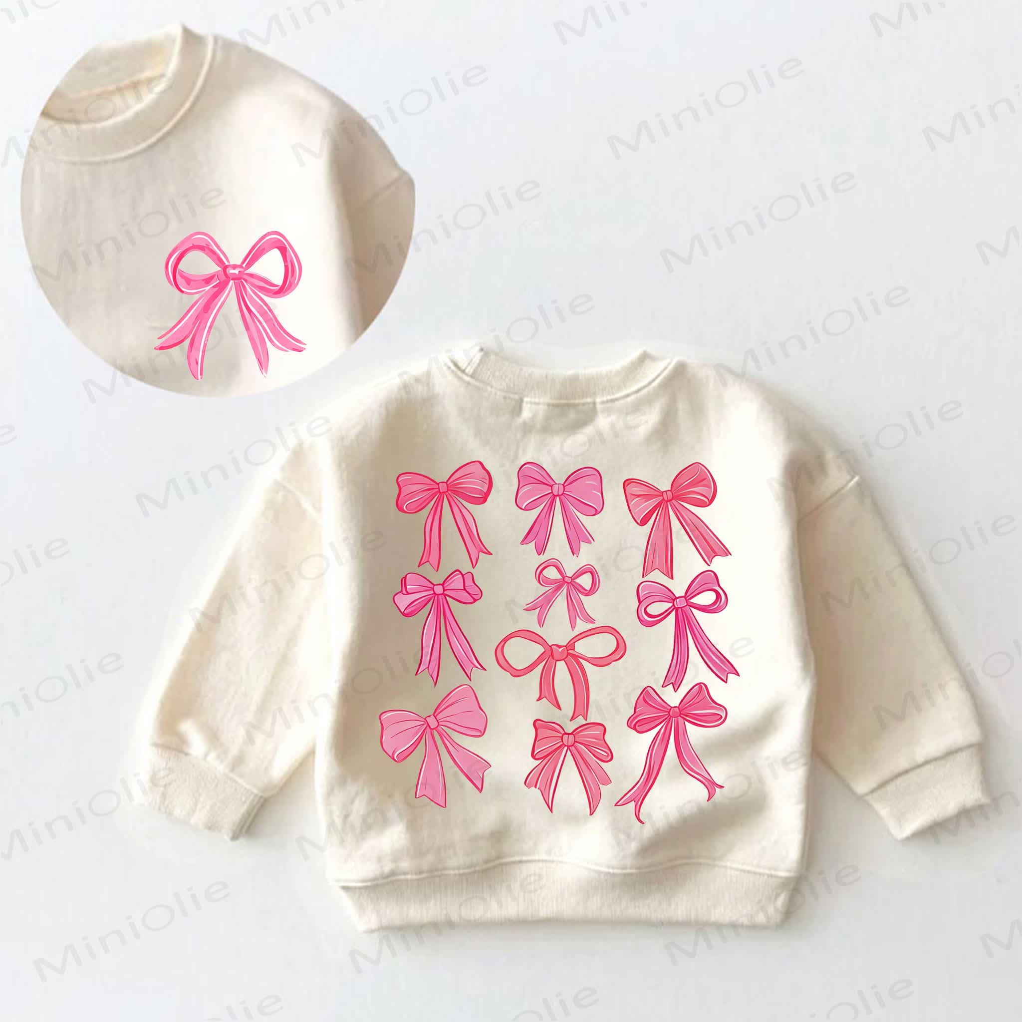 Baby Toddler Bow Print Cream Sweatshirt - Cream - 3-5T - image 1