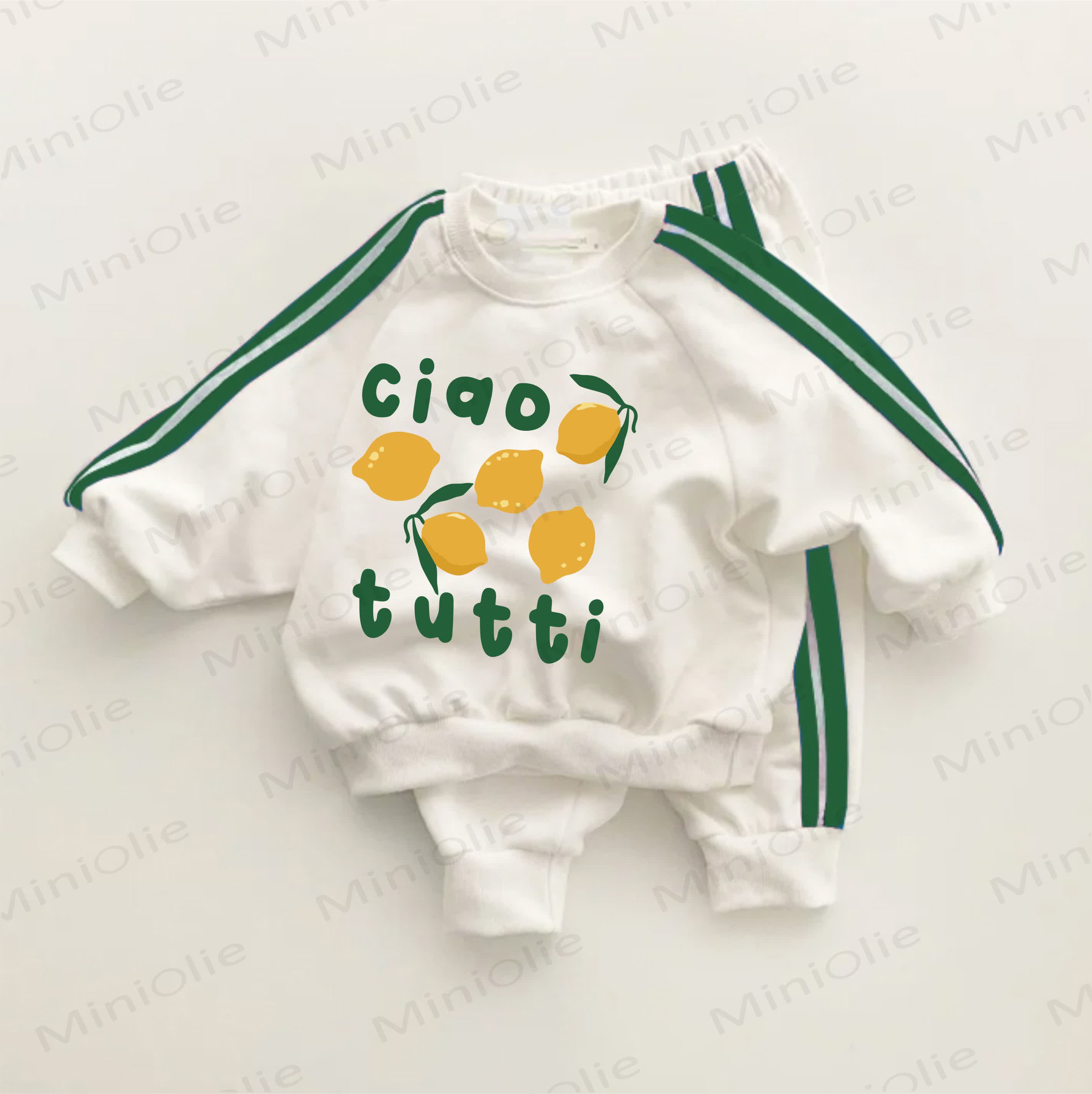 CIAO TUTTI Baby Toddler Green Striped 2-piece Set - White&Green - 3-5T - image 1