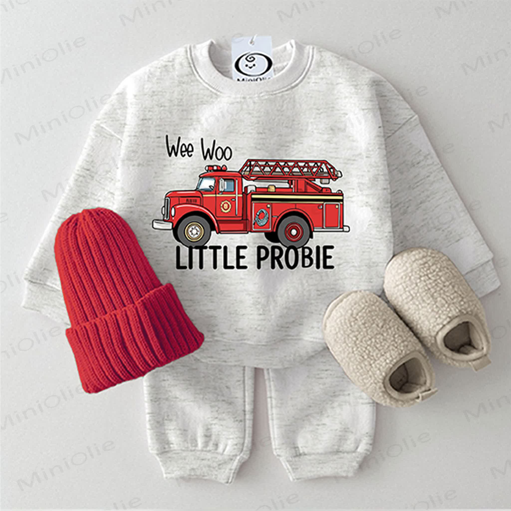WEE WOO LITTLE PROBIE Baby 2-piece Light Grey Set - Light Grey - 2-3T - image 1