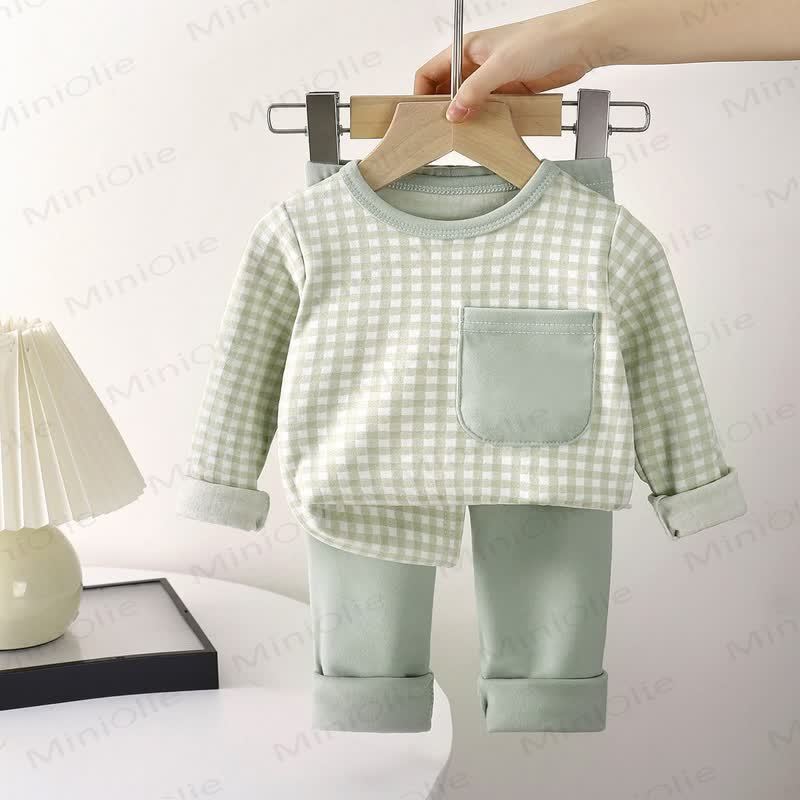 Toddler Gingham Top and Pants Pyjama 2-piece Set - Green - 10-11T - image 6