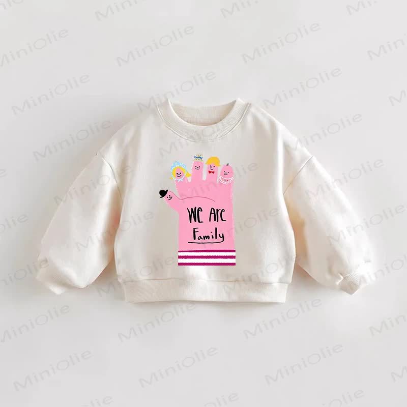 WE ARE Family Baby Toddler Finger Print Cream Sweatshirt - Cream - 3-5T - image 1