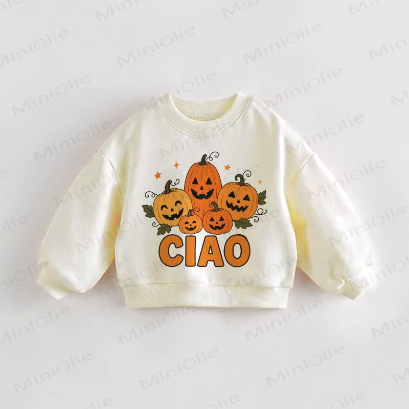 CIAO Baby Toddler Pumpkin Cream Sweatshirt - Cream - 3-5T - image 1
