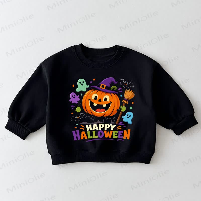 HAPPY HALLOWEEN Baby Toddler Pumpkin Black Sweatshirt - Black - 3-5T - image 1
