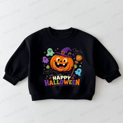 HAPPY HALLOWEEN Baby Toddler Pumpkin Black Sweatshirt - Black - 3-5T - image 1