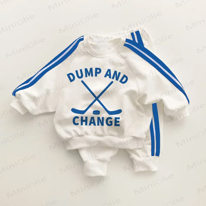 DUMP AND CHANGE Baby Toddler Hockey Blue Striped 2-piece Set - White&Blue - 3-5T - image 1