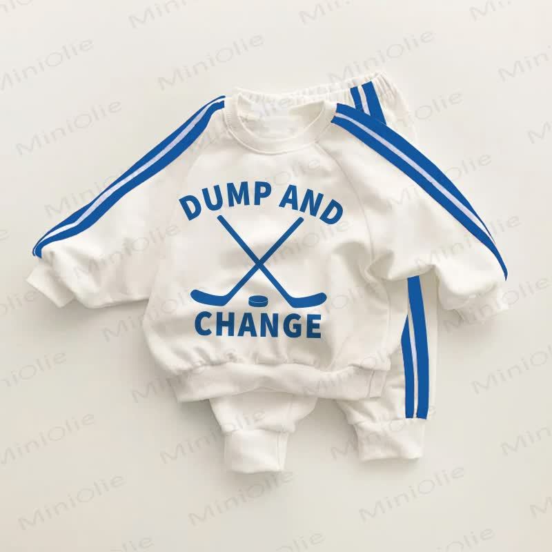 DUMP AND CHANGE Baby Toddler Hockey Blue Striped 2-piece Set - White&Blue - 3-5T - image 1