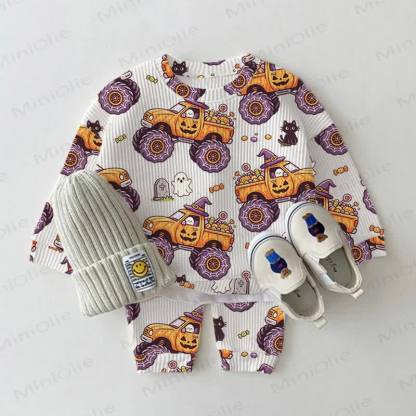 Baby White Pumpkin Truck Waffle 2-piece Set - White - 2-3T - image 1
