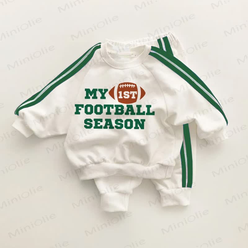 MY 1ST FOOTBALL SEASON Baby Toddler Green Striped 2-piece Set - White&Green - 3-5T - image 1
