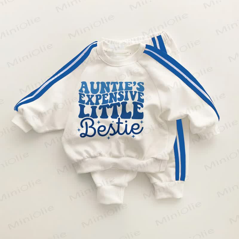 AUNTIE'S EXPENSIVE LITTLE BESTIE Blue Striped 2-piece Set - White&Blue - 3-5T - image 1