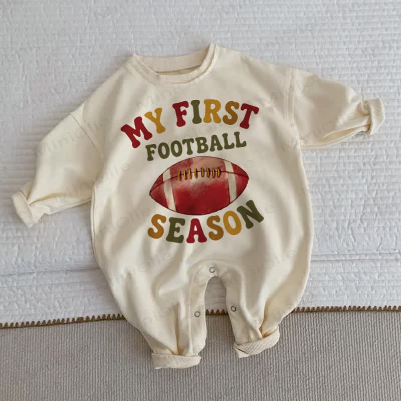 MY FIRST FOOTBALL SEASON Baby Beige Romper - Beige - 2-3T - image 1