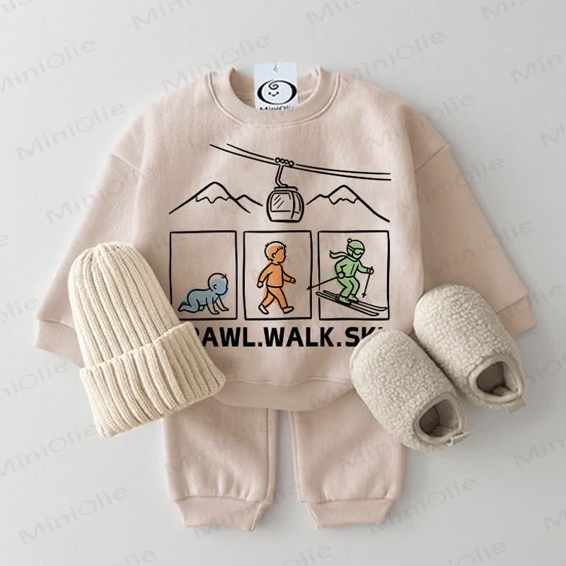 CRAWL.WALK.SKI Baby 2-piece Beige Set - Beige - 2-3T - image 1