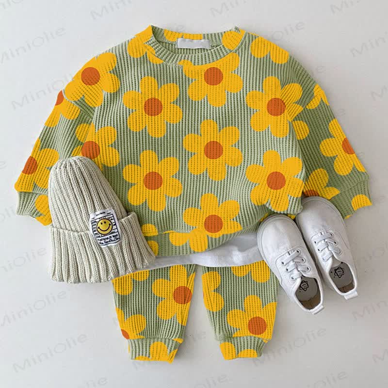 Baby Green Waffle Flower 2-piece Set - Green - 2-3T - image 1