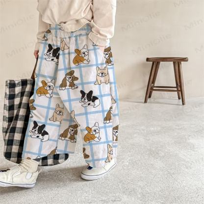 Baby Plaid Puppy Print Pants - Blue - 2-3T - image 1