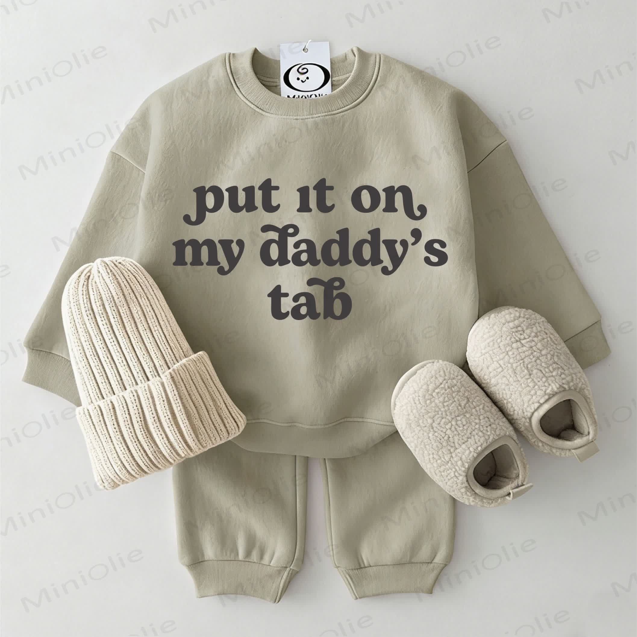 PUT IT ON MY DADDY'S TAB Baby Sweatshirt 2-piece Grey Green Set - Grey Green - 2-3T - image 1