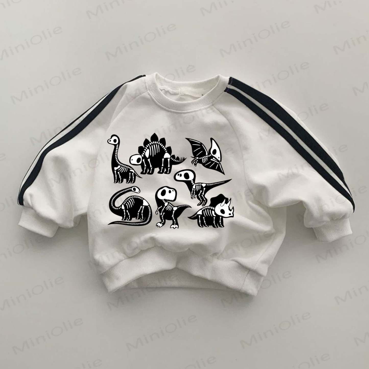 Baby Dinosaur Skeleton Print White Sweatshirt - White - 2-3T - image 1