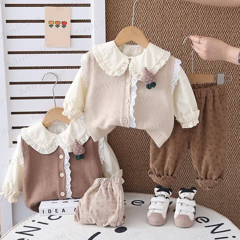 Baby Toddler Girls Carrot Ruffle Collar 3-piece Set - image 1