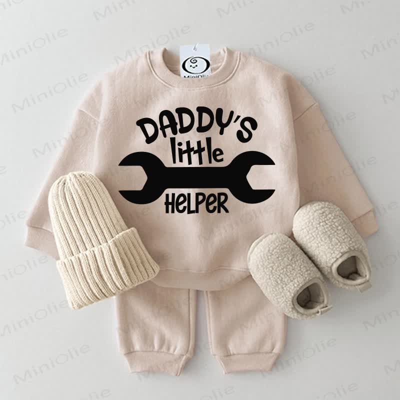 DADDY'S LITTLE HELPER Baby Sweatshirt 2-piece Set - Beige - 2-3T - image 2