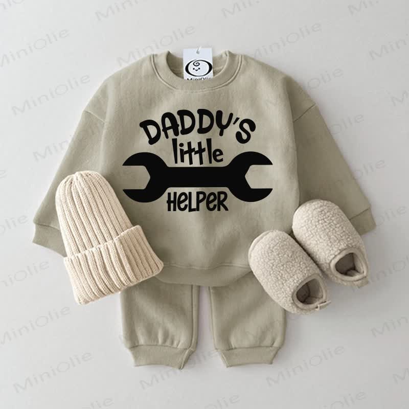 DADDY'S LITTLE HELPER Baby Sweatshirt 2-piece Set - Grey Green - 2-3T - image 1