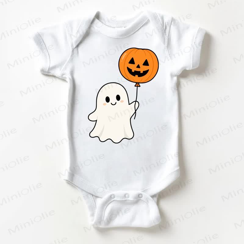Baby Ghost with Pumpkin Balloon White Bodysuit - White - 18-24M - image 1