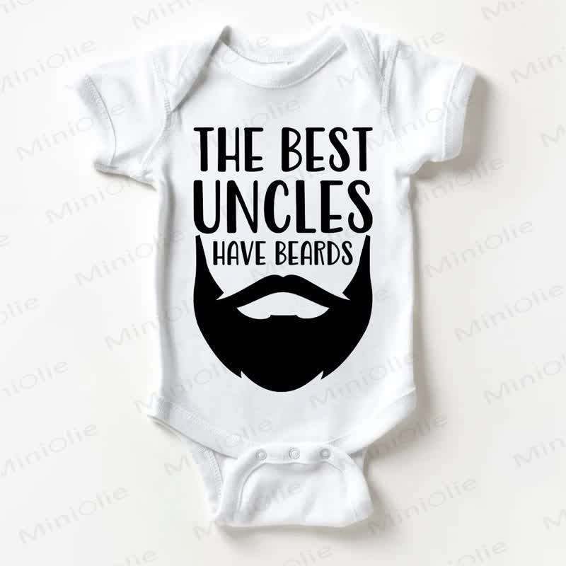 THE BEST UNCLES HAVE BEARDS Baby Slogan White Bodysuit - White - 18-24M - image 1