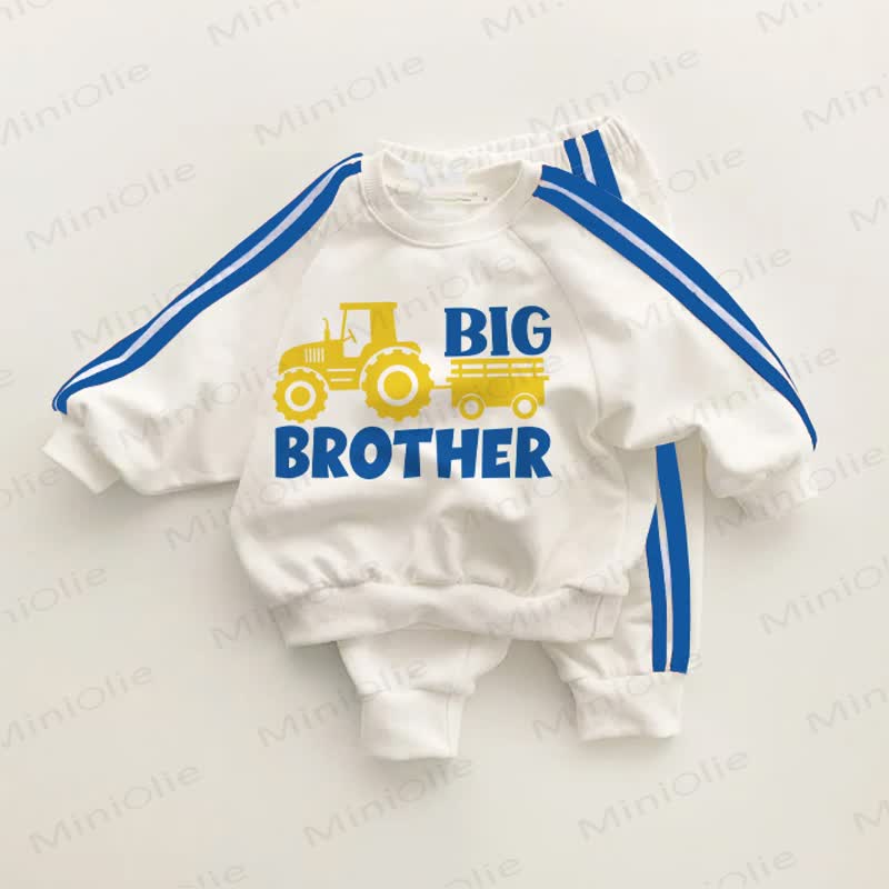 BIG BROTHER Baby Toddler Truck Blue Striped 2-piece Set - White&Blue - 3-5T - image 1