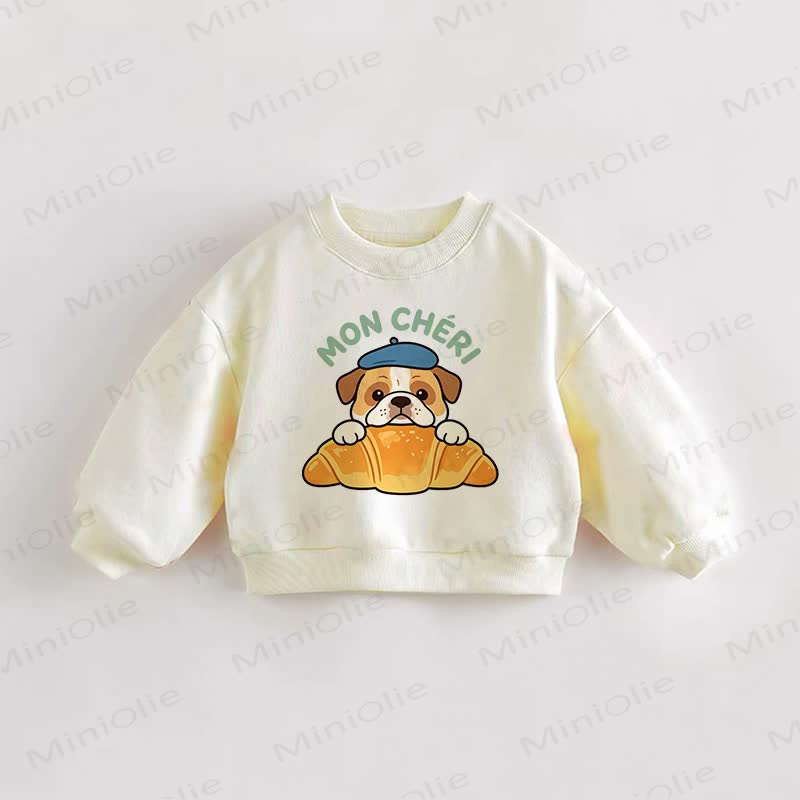 MON CHERI Baby Toddler Puppy Cream Sweatshirt - Cream - 3-5T - image 1