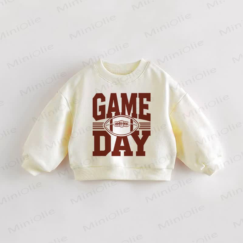 GAME DAY Baby Toddler Football Cream Sweatshirt - Cream - 3-5T - image 1