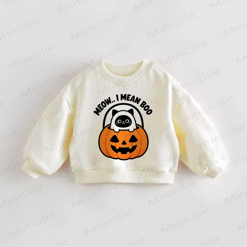 MEOW..I MEAN BOO Baby Toddler Cream Sweatshirt - Cream - 3-5T - image 1