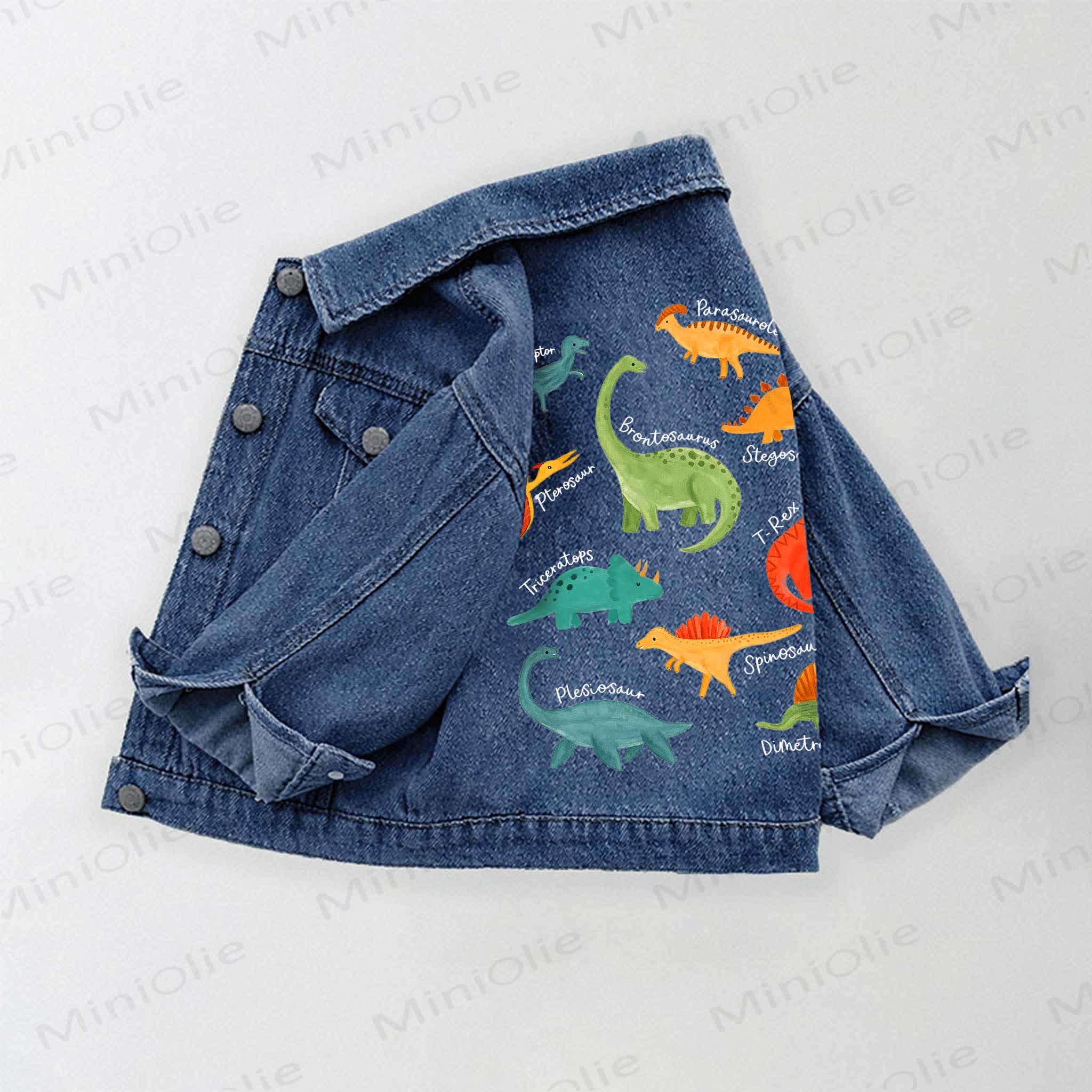 Toddler Kid Dinosaur Print Denim Jacket - Blue - 10-11T - image 1
