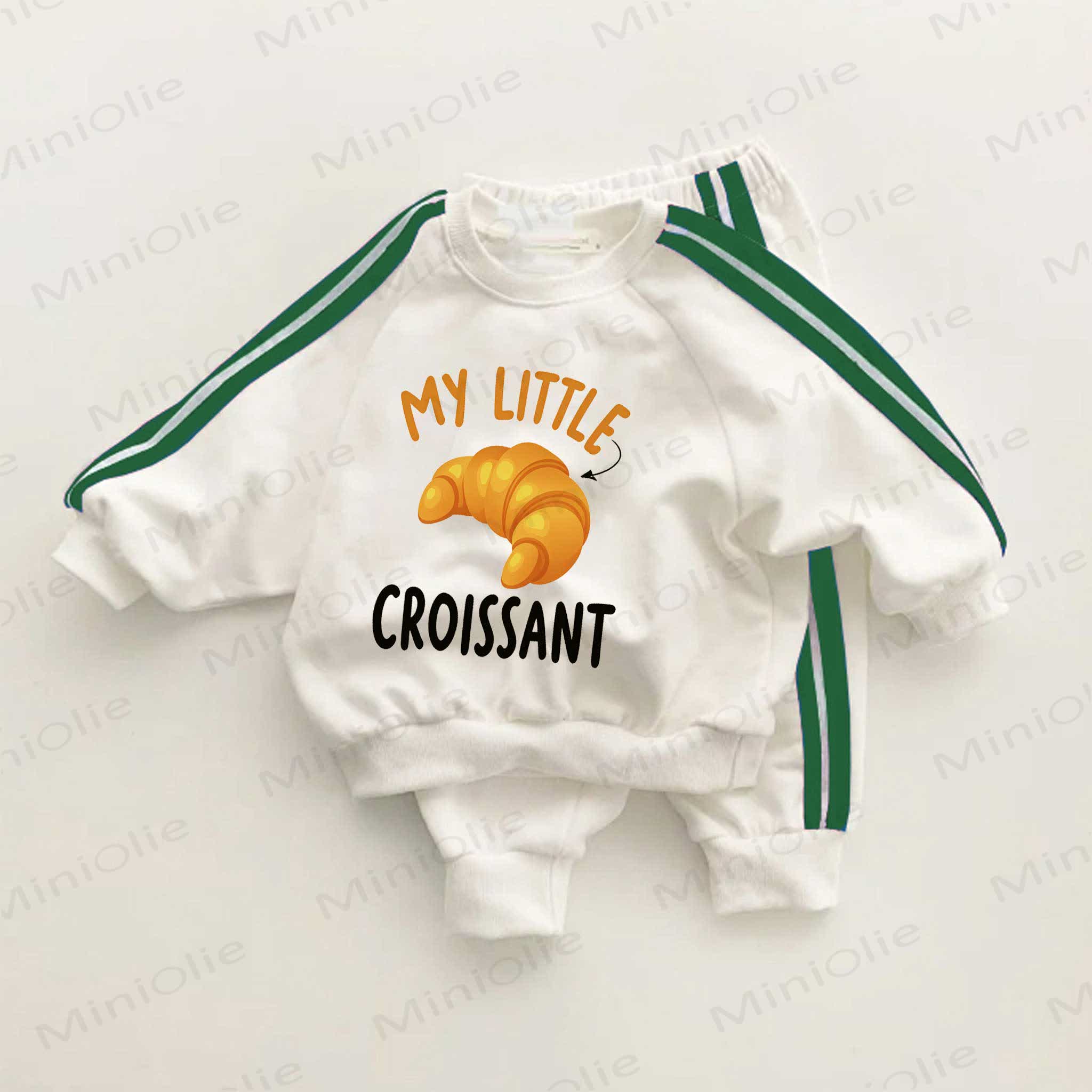 MY LITTLE CROISSANT Baby Toddler Green Striped 2-piece Set - White&Green - 3-5T - image 1