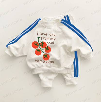 I LOVE YOU FROM MY HEAD TOMATOES Blue Striped 2-piece Set - White&Blue - 3-5T - image 1