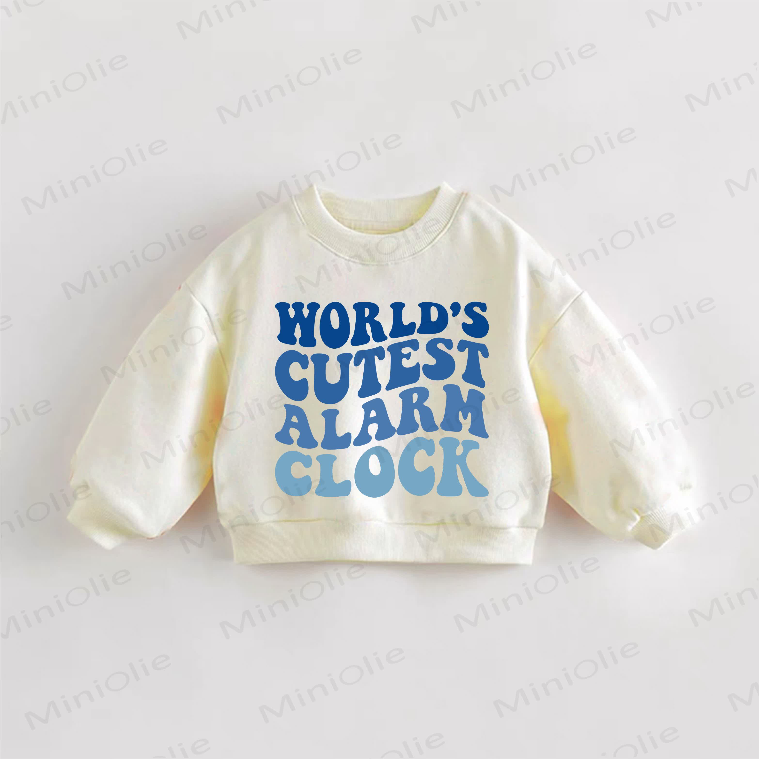 WORLD'S CUTEST ALARM CLOCK Baby Toddler Cream Sweatshirt - Cream - 3-5T - image 1