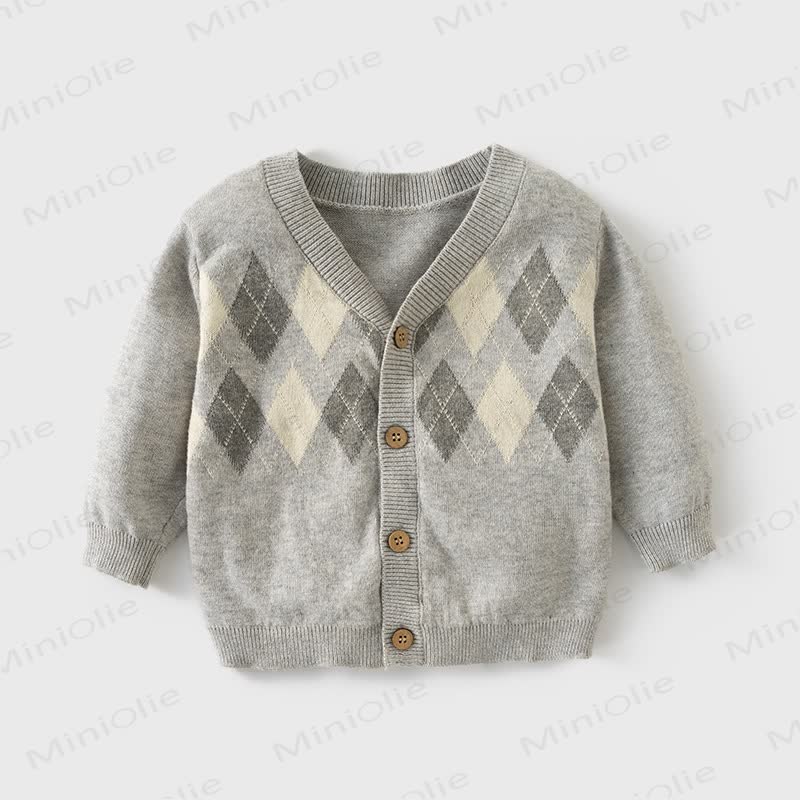 Baby Toddler Boys Shirt and Pants Set or Gentleman Cardigan - Gray Argyle - 3-4T - image 3