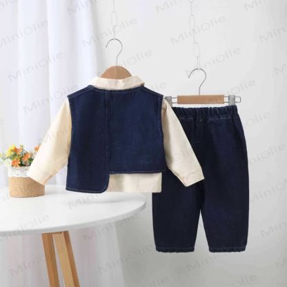 Baby Toddler Goose Shirt and Denim Layered 3-piece Set - image 2