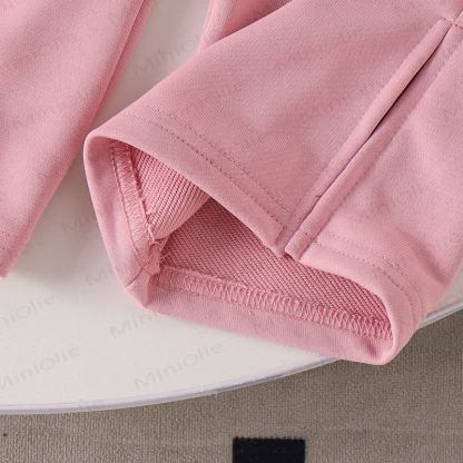 Toddler Girl Pink Lace Bow Sweatshirt and Pants 2-piece Set - image 8