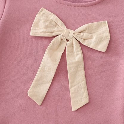 Toddler Girl Big Bow Sweatshirt and Denim Pants 2-piece Set - image 8